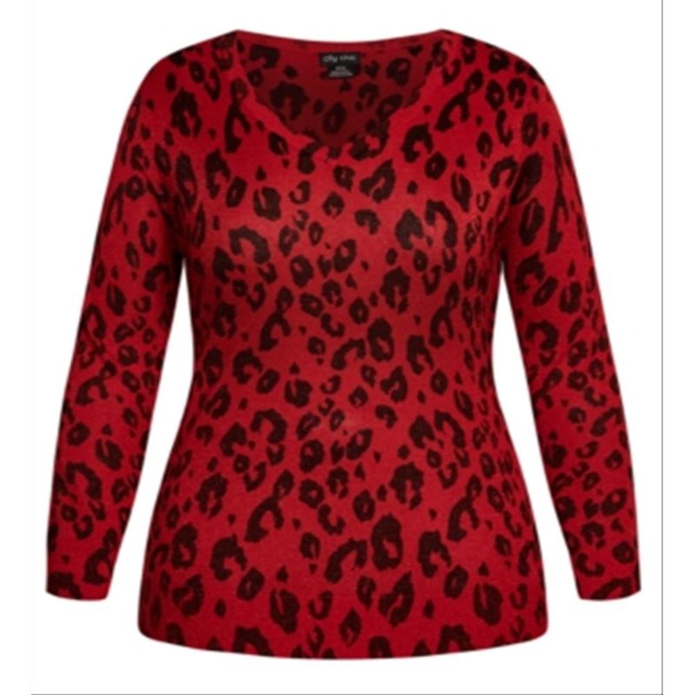 NWOT City Chic Red Leopard Print Sweater